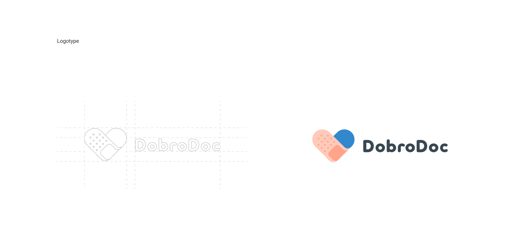 The DobroDoc logotype — the redrawn mark and wordmark next to the original version