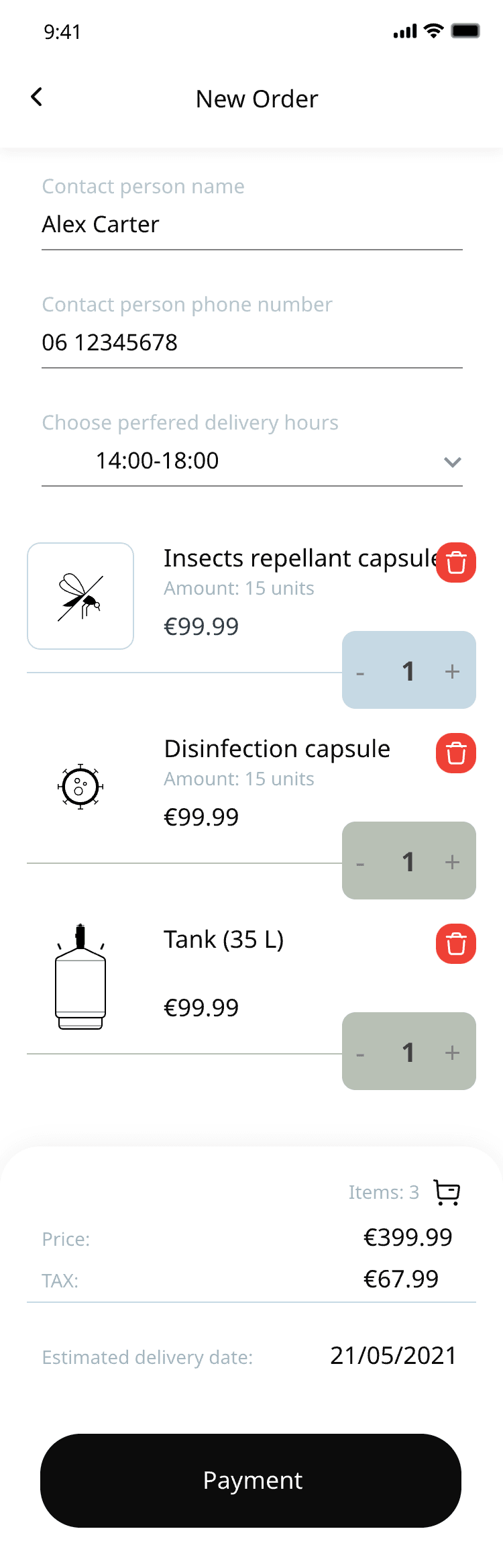 New order with the items from the last basket