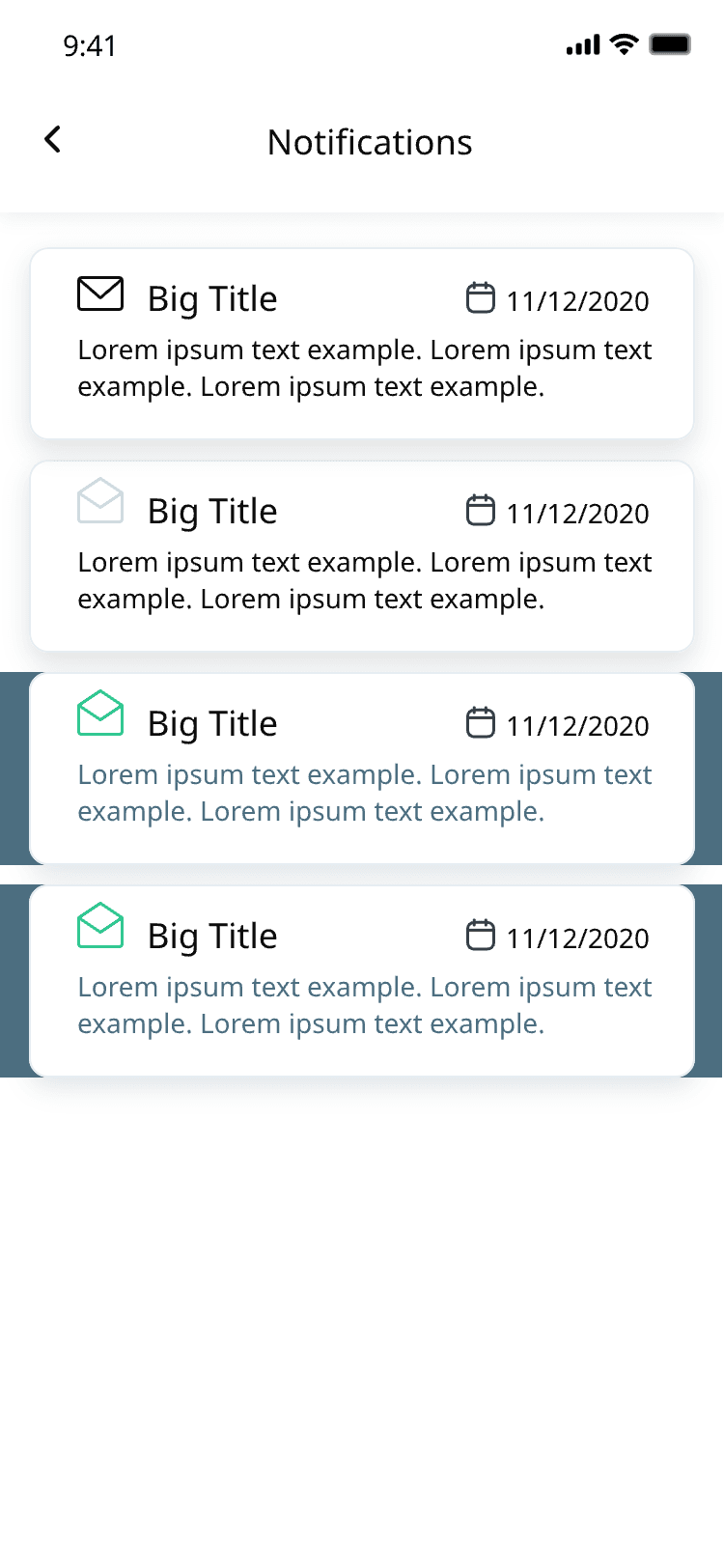 Notifications list